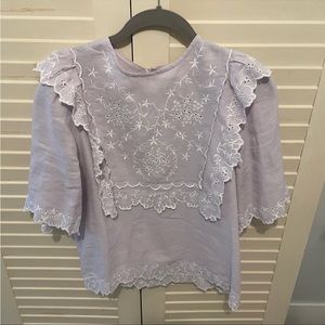 Rebecca Taylor La Vie linen lavender top Small